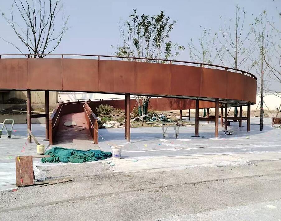 三门耐候钢板廊架